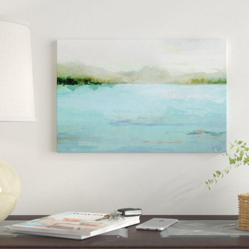 « lake », impression sur toile, H 18 po x l 26 po x P 1,5 po, Toile avec cadre noir, Pas de tapis