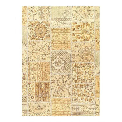 Canvello Vintage Beige Turkish Patchwork Area Rug - 5'11'' X 8'11''