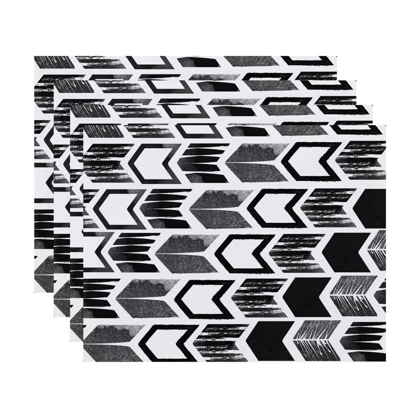 Ferretti Polyester Geometric Rectangle Placemat, Black