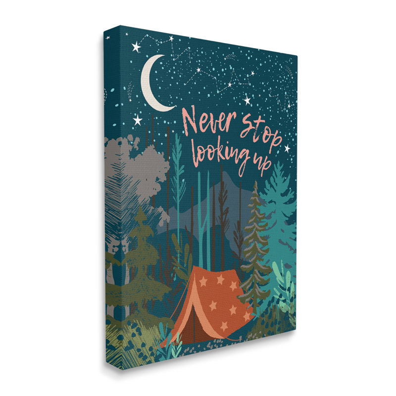 Never Stop Look Up Up, ciel nocturne, Toile tendue, H 20 po x l 16 po x P 1,5 po