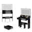 Très grande coiffeuse avec miroir à DEL de 31 po x 20 po + ensemble de tabouret à coussin souple, interrupteur tactile, 3 couleurs, luminosité réglable, rangement de grande capacité, coiffeuse compacte convenant aux petits espaces