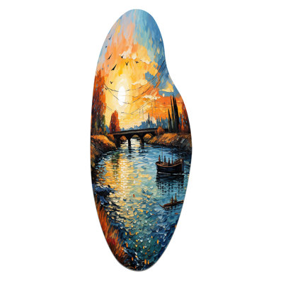 Vangogh The Bridge At Arles II - Vangogh Curved Shape Assymterical Metal Wall Art