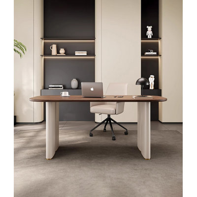 Bureau en bois massif crème rétro