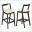 Tabouret d'intérieur en bois d'hévéa - finition brun foncé avec tissu beige-879330864