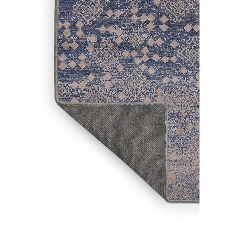 Tapis abstrait bleu / beige Hackneyville, Tapis de couloir 2 pi x 5 pi