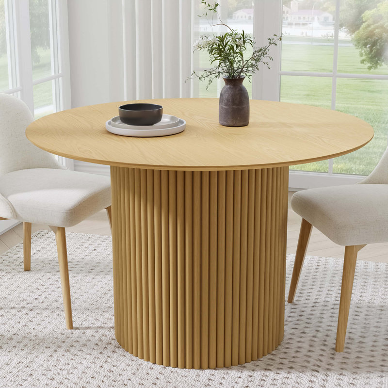 Table de salle à manger en bois massif, H 30 po x L 46 po x l 46 po, Chêne