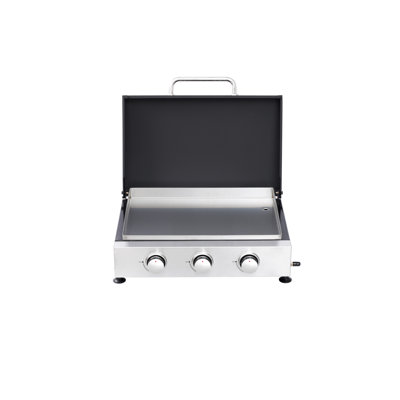 Multi - Function 3 Burner Gas Grill With Cast Iron Net, Enameled High Temperature Stove, Pull Out Oil Pan, 28680Btu Stainless Steel Straight Pipe Stove Body, Temperature Resistance, + Design,