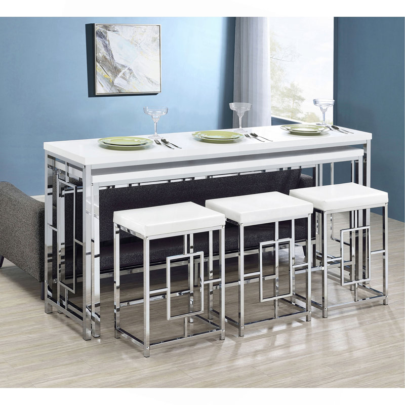 Counter Height Table With Pot Rack, 5 Pieces: Table, 4 Chairs