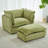 Chennova Modern Accent Chair With Movable Ottoman And Chenille Upholstery-116885964