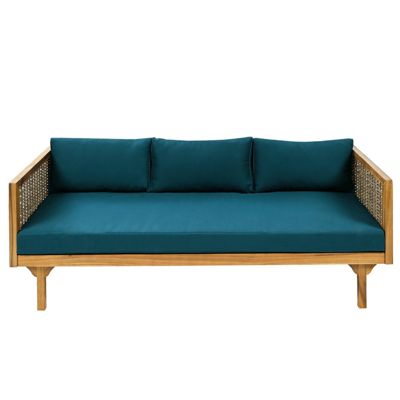 Abingdon Outdoor 3 Seater Daybed With Arms - Made Of Resilient Wood Cushions Water- Slat Panel Seat And Back 67.5" W X 32" D 23.78" H Construction 68.83W 31.46D 23.78H