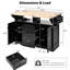 Grand îlot de cuisine de 55,7 po avec 2 abattants, roulant, prise de courant, table pliante à utiliser, 3 tiroirs, prise noire, table de salle à manger, armoire de rangement-361522878
