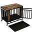 Cage pour chien multi-usages en métal rétro avec porte et plateau en fer, pour chiens de taille moyenne / petite.-720036375