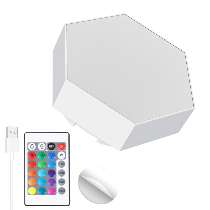 Touch Sensitive RGB Hexagon Wall Lights DIY Geometric LED Wall Panels with Remote Control