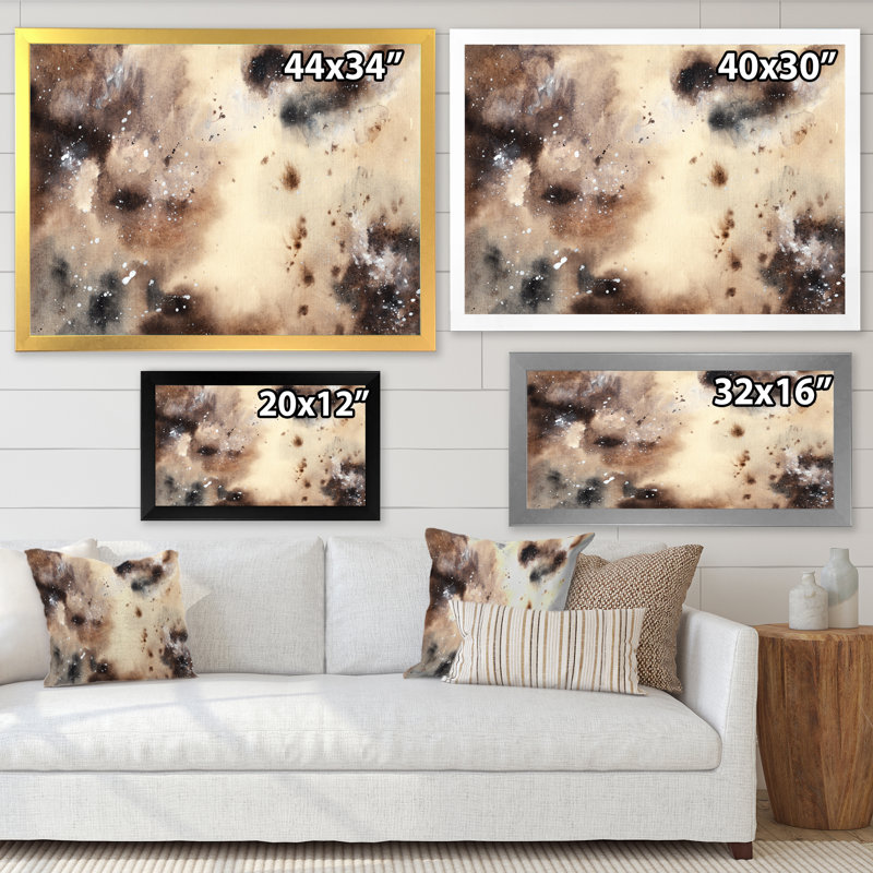 Abstrait art abstrait en marbre brun - art mural moderne sur toile, Cadre photo noir, H 8 po x l 12 po x P 1 po