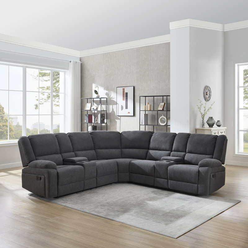 Rozay 5 Seater Reclining Sofa, Dark Gray