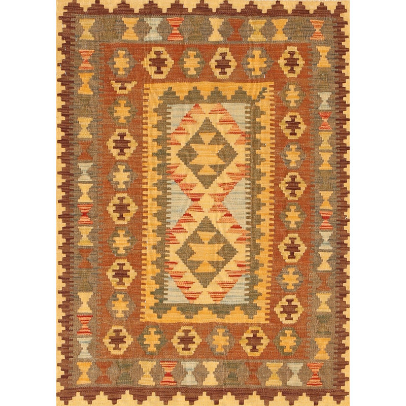 Tapis traditionnel beige / brun Dhaval, Rectangle 4 pi x 6 pi