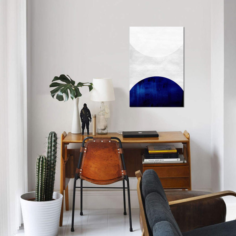 White & Cobalt by LEEMO - Gallery-Wrapped Canvas Giclée on Canvas, 66.04 cm H x 45.72 cm W, White Floater Framed