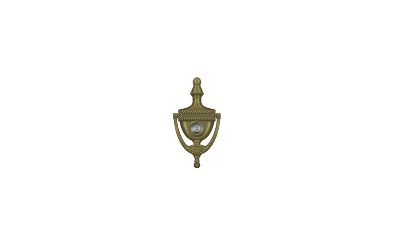 Deltana DKV6RU5 Door Knocker-Viewer, Victorian Rope in Antique Brass, Antique Brass