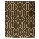 Flatweave Wool Geometric Area Rug in Espresso