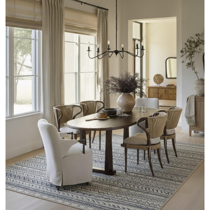 Rug Branch Azura 5' x 8' (5'3" x 7'7") Blue/Navy Boho Indoor Area Rug, Contemporary, Low Pile, Stain-Resistant Carpet - Living Room, Bedroom, Dining Room, and Kitchen
