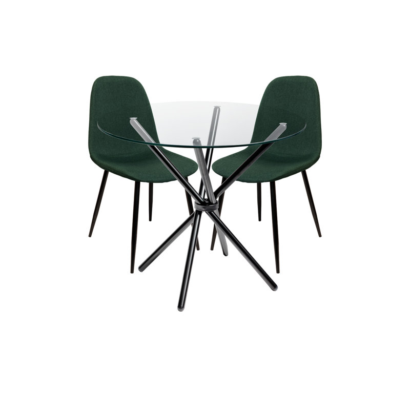 Quintan 2 - Person Dining Set, Green, Black
