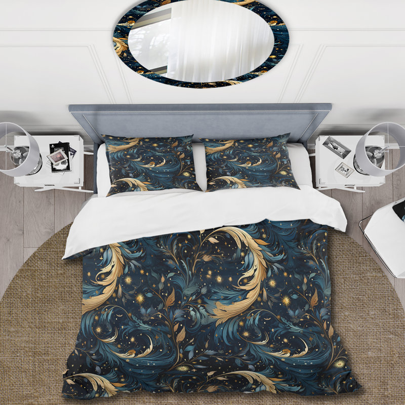 Motif céleste bleu - ensemble de housse de couette Boho, Housse de couette pour très grand lit et 2 très