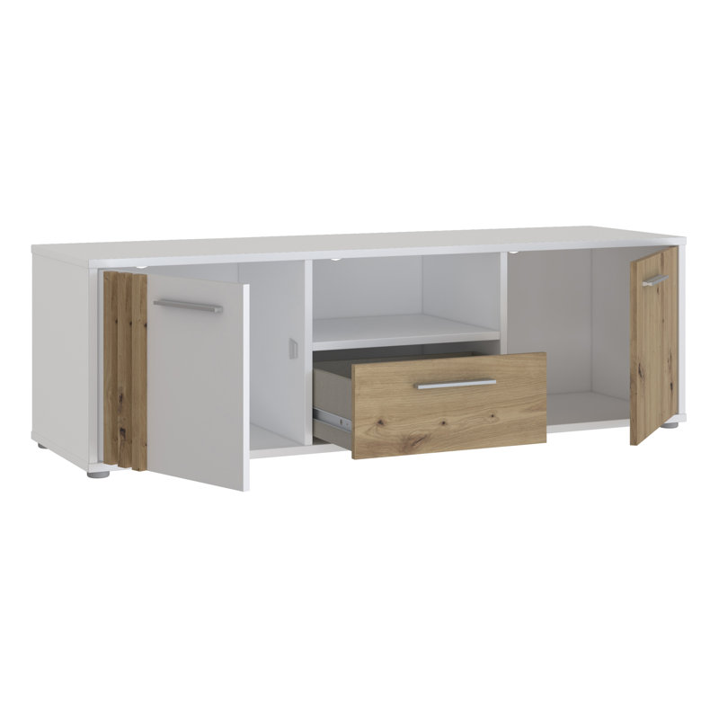 Shamika Unfinished TV Stand for TVs up to 88", 141.48cm, White/Beige