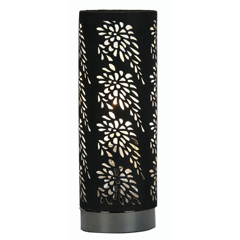 Auderghem Metal Novelty Lamp, Mirrored Black Base/Black Shade