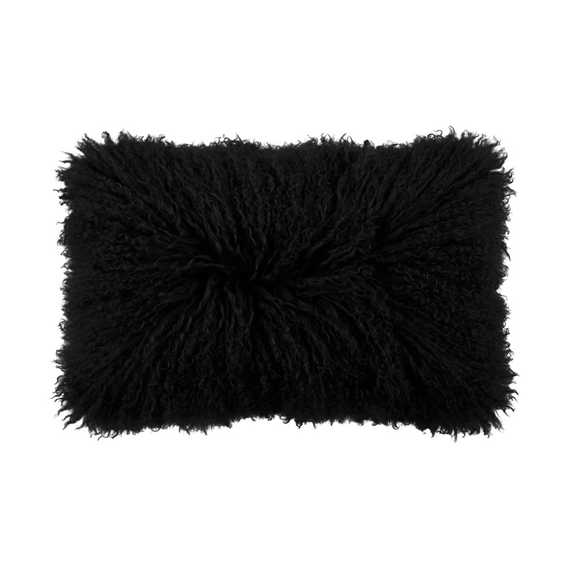Tibetan Lamb Sheepskin Pillow by Outpost Original, 22" x 12", Black