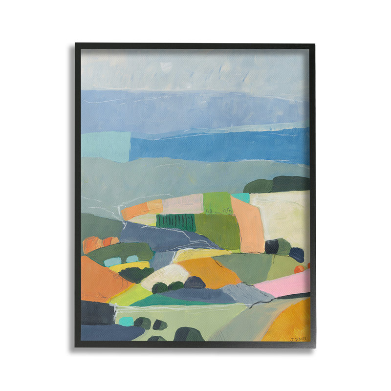 " Farmland Shapes Abstraction Single Picture Frame " by Jan Weiss on, Midnight Black Framed Giclee, 20" H x 16" W