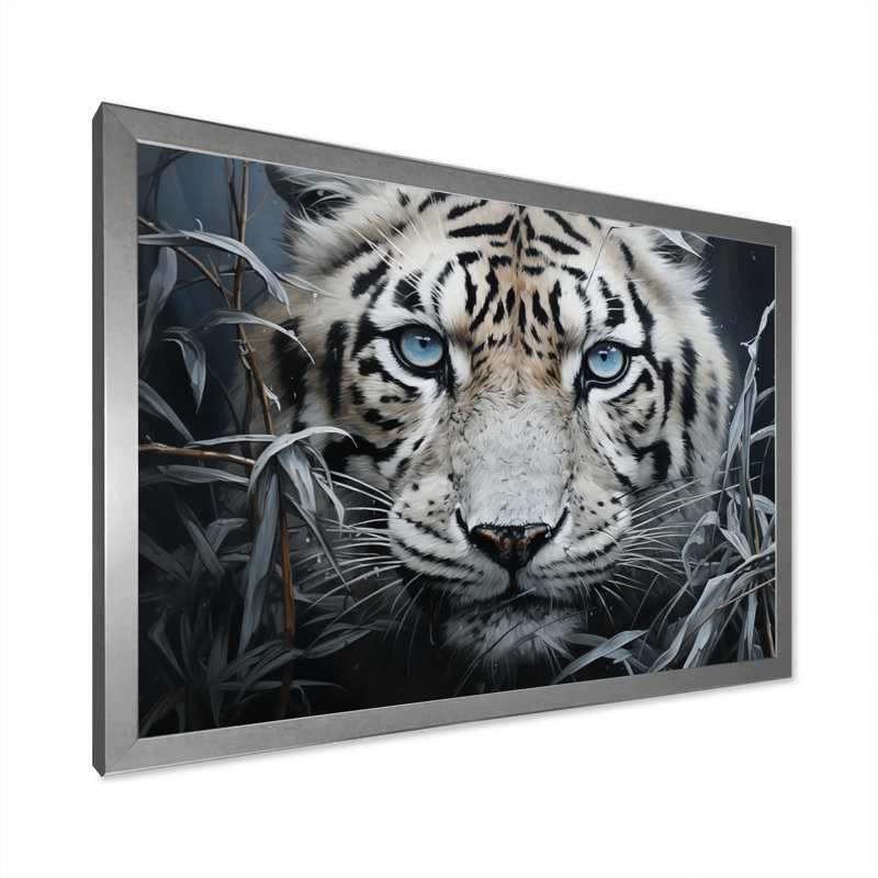 «Tiger Mysterious Watcher II» - Impression, H 30 po x l 40 po x P 1,5 po, Cadre photo argenté