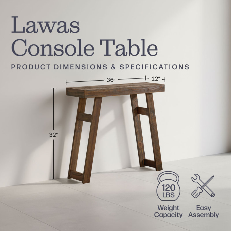 Table console Lawas, H 5,31 po x l 39,57 po x P 15,55 po, Brun