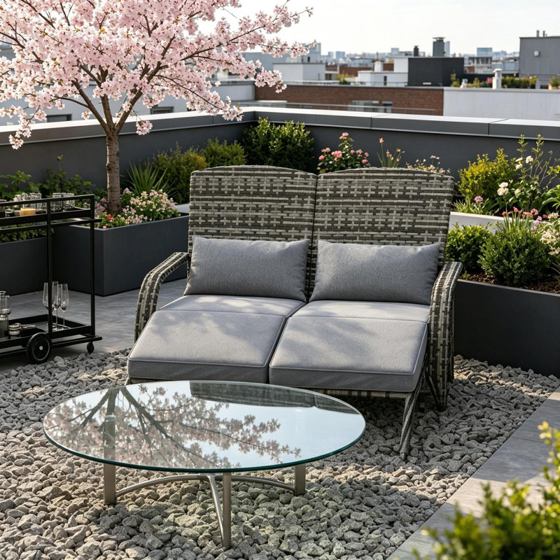 Chaises spacieuses Adirondack, causeuse moderne en rotin d'acier pour la maison de patio