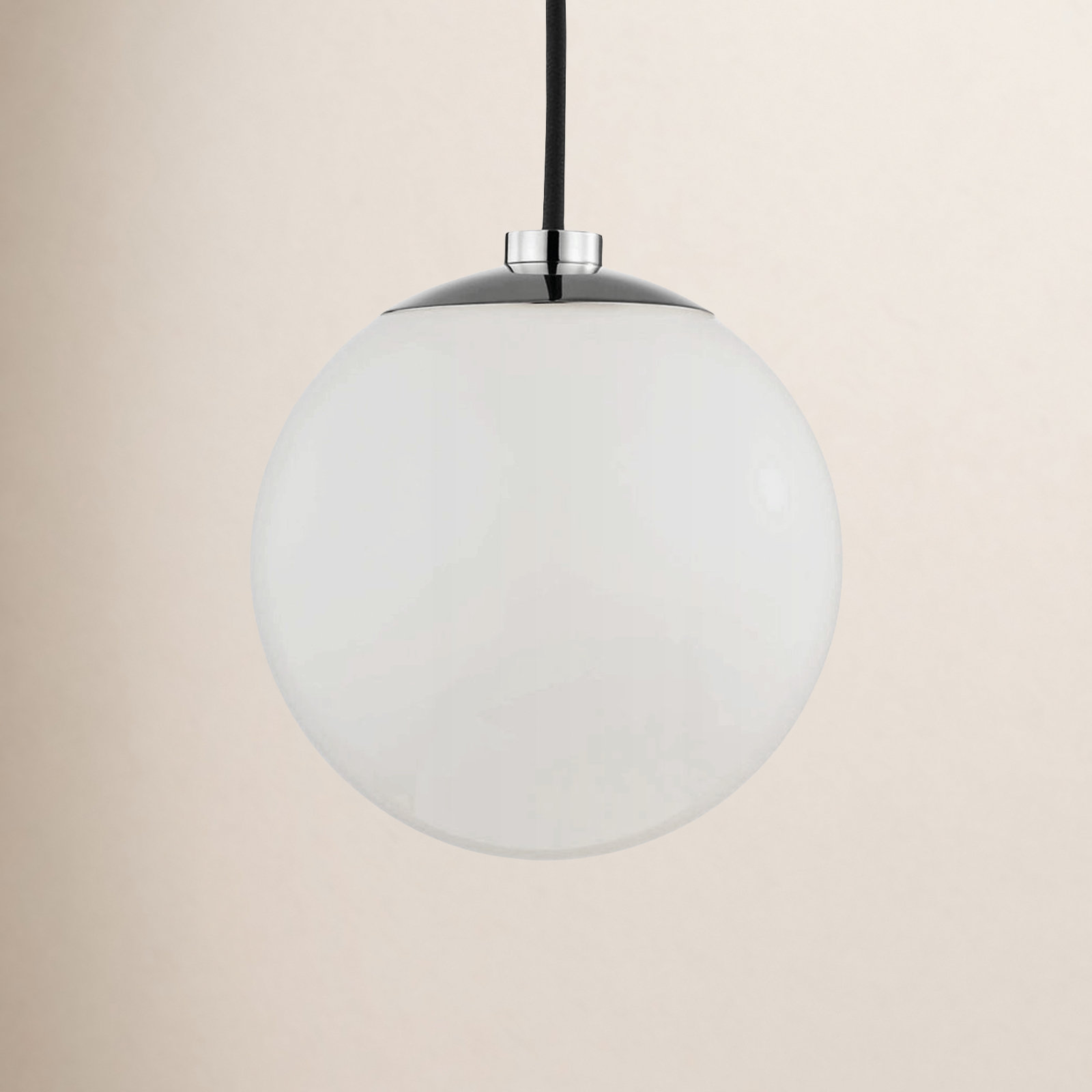 Luna Single Light Glass Pendant, Polished Nickel
