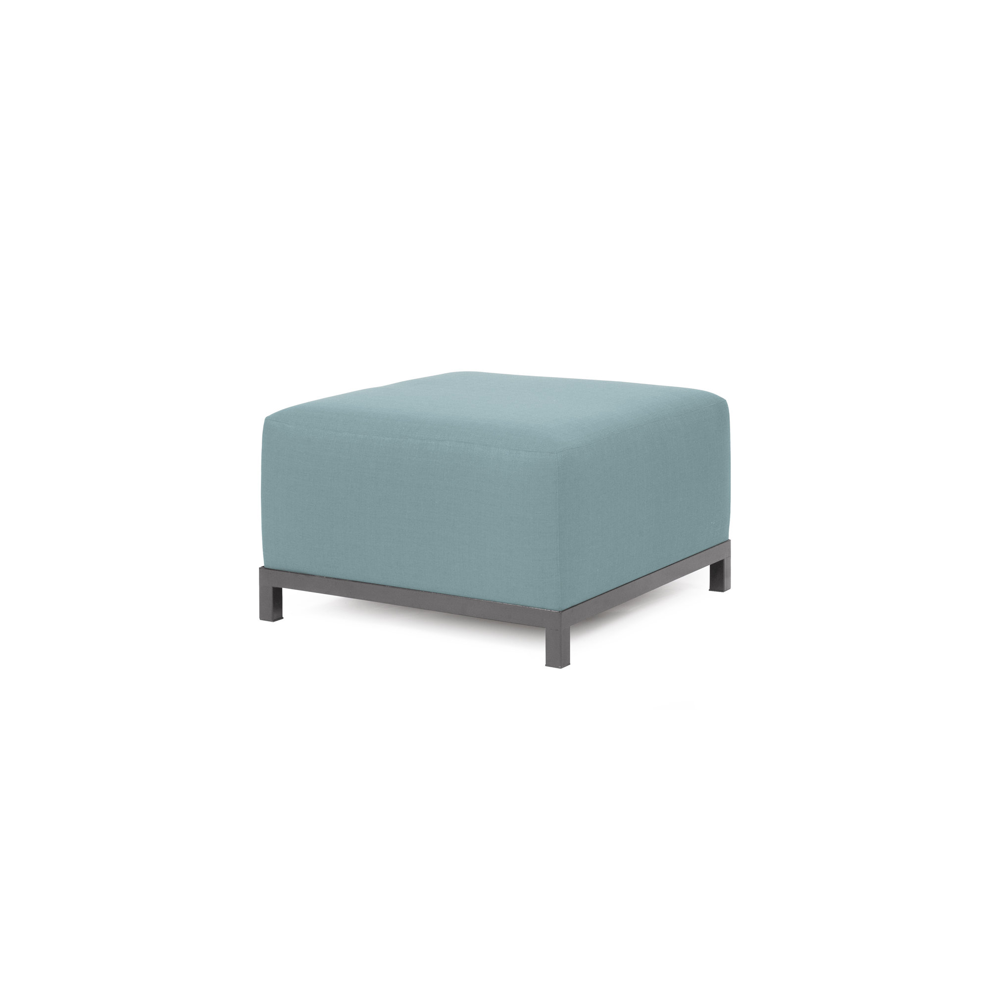 Olen Box Cushion Ottoman Slipcover, Sterling Breeze Polyester Blend