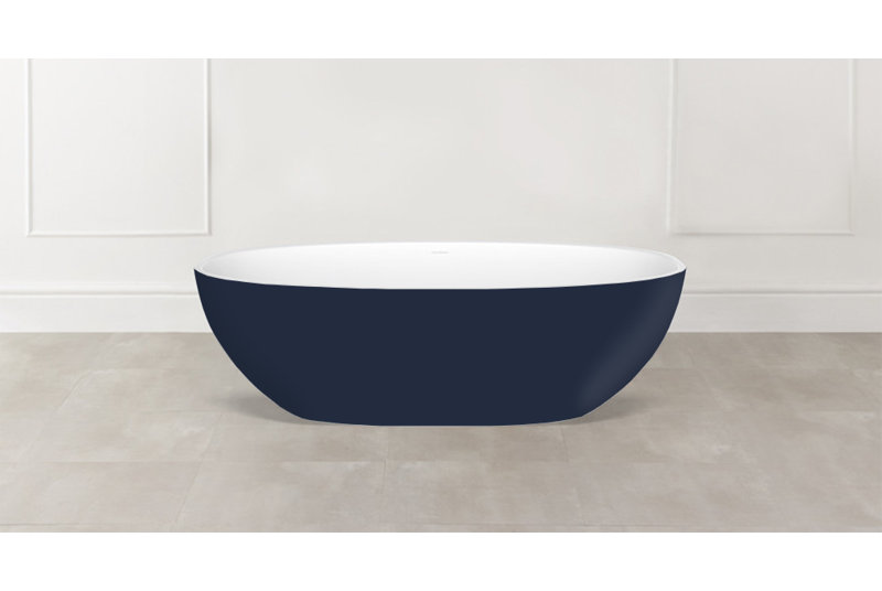 Ios 59.5 in. L Freestanding Soaking Tub, Steel Blue
