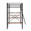 Lit mezzanine en métal avec tablettes et bureau