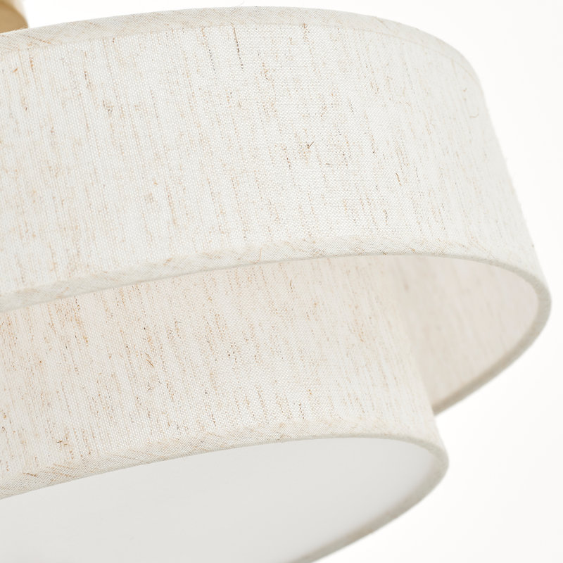 Plafonnier semi-encastré 3 lumières tambour moderne en lin, Doré