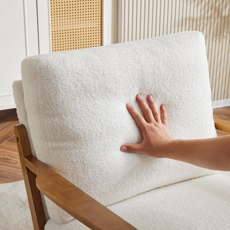 Upholstered Armchair, White Velvet