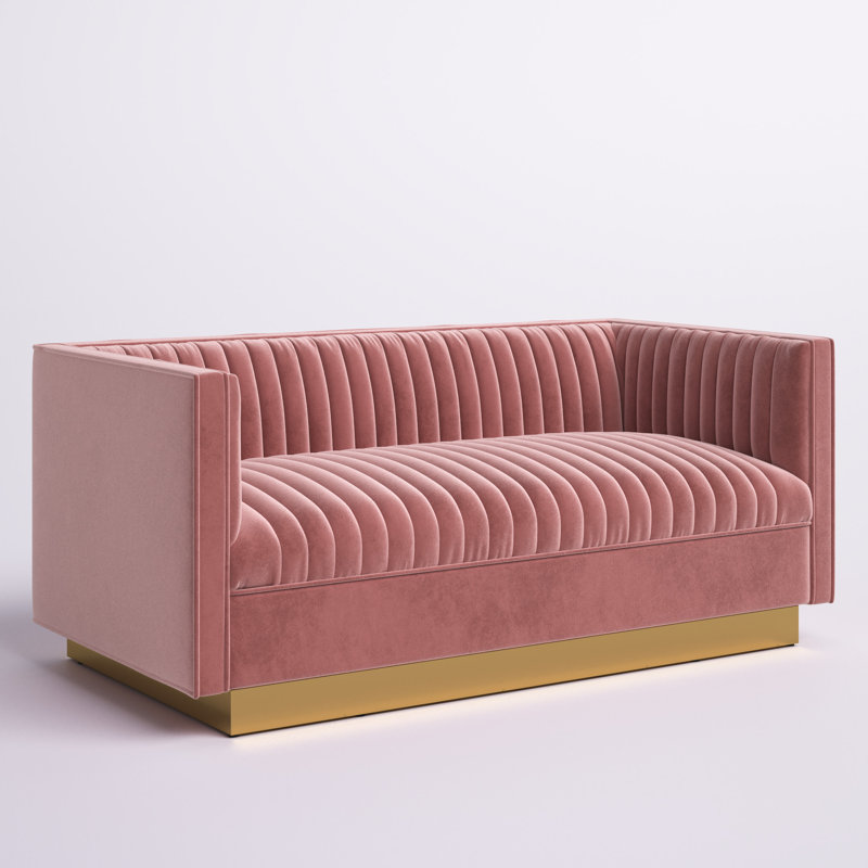 Causeuse en velours Sanguine, Vieux rose