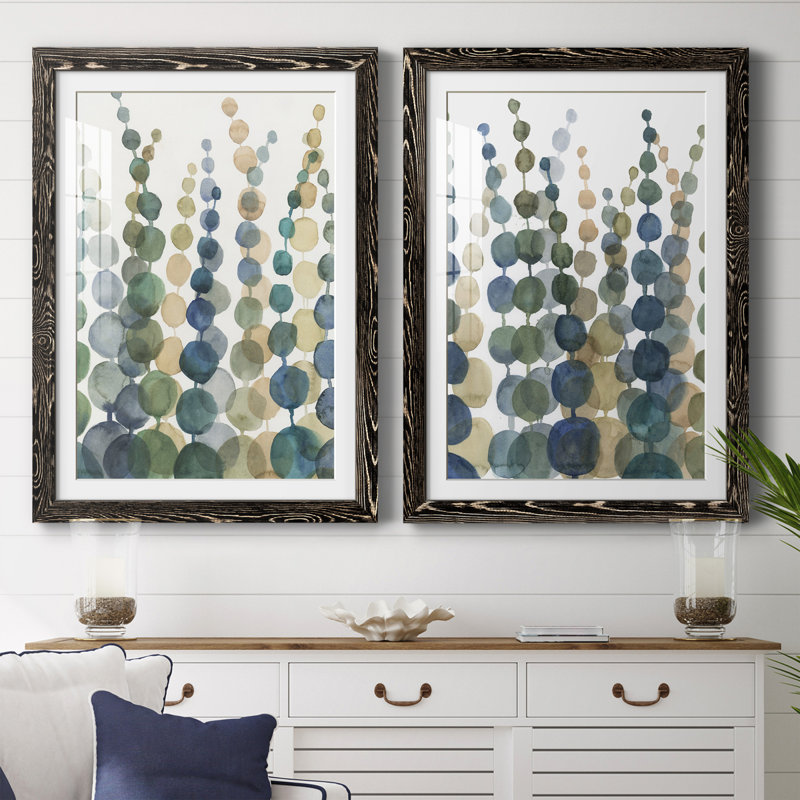 Almontiser " Pompom Botanical I " 2 - Pieces Painting Print, 43.5" H x 63" W x 1" D, Black Framed