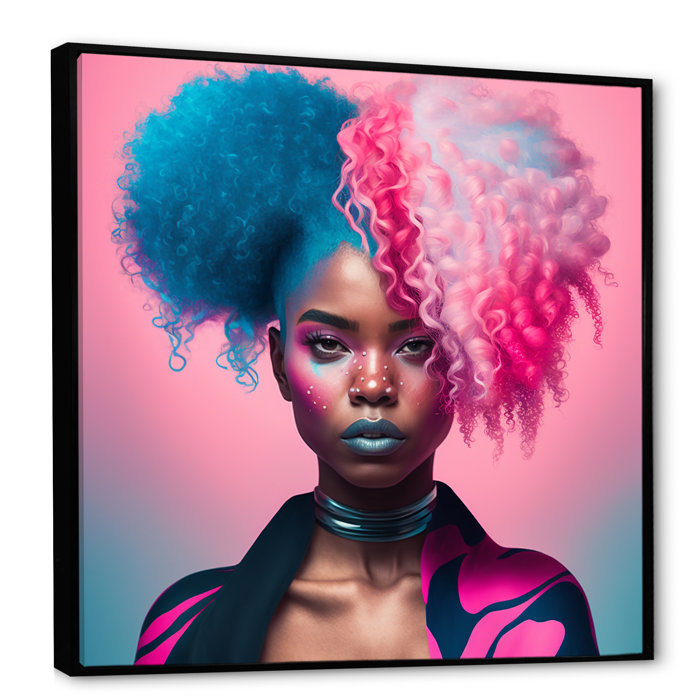 DesignArt Pink And Blue African American Woman VII On Canvas Print ...