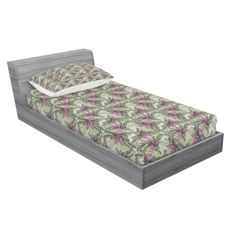 Microfiber Floral Sheet Set, Twin XL Sheet Set with Fitted Sheet