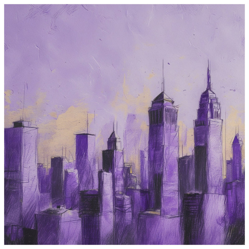 Housses de couette mauve City Skyline, Lit simple