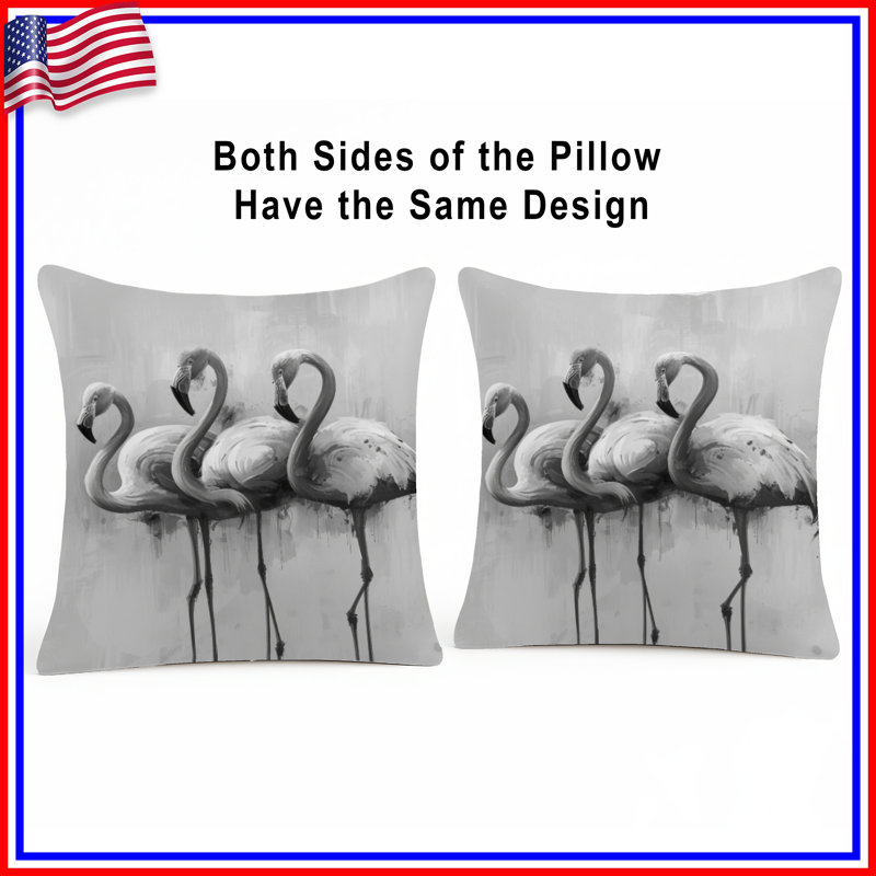 Coussins décoratifs monochromes Flamingo Trio, 26 x 26 pouces