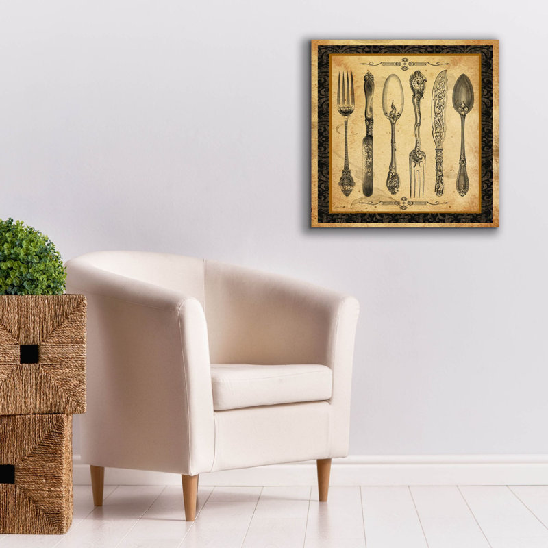 «Adriana Silverware Vignette13» par Jean Plout, art mural sur toile, 26 po x 26 po, 26"x26"