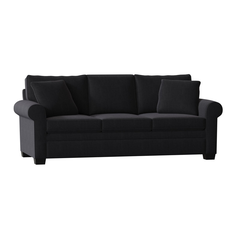 Quaker Upholstered 84'' Sofa, Espresso, Entice Navy