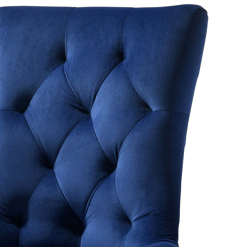 Ensemble de 2 chaises d'appoint en velours Farren, Velours bleu