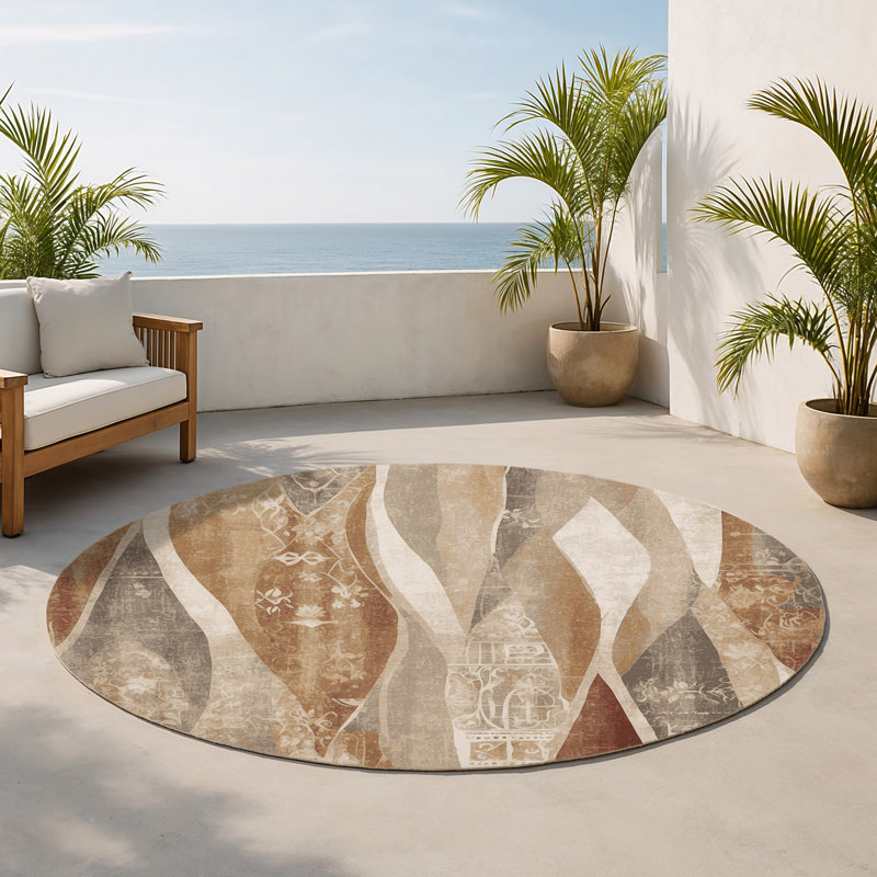 Tapis intérieur et extérieur Whispered Horizon, Rond 5 pi