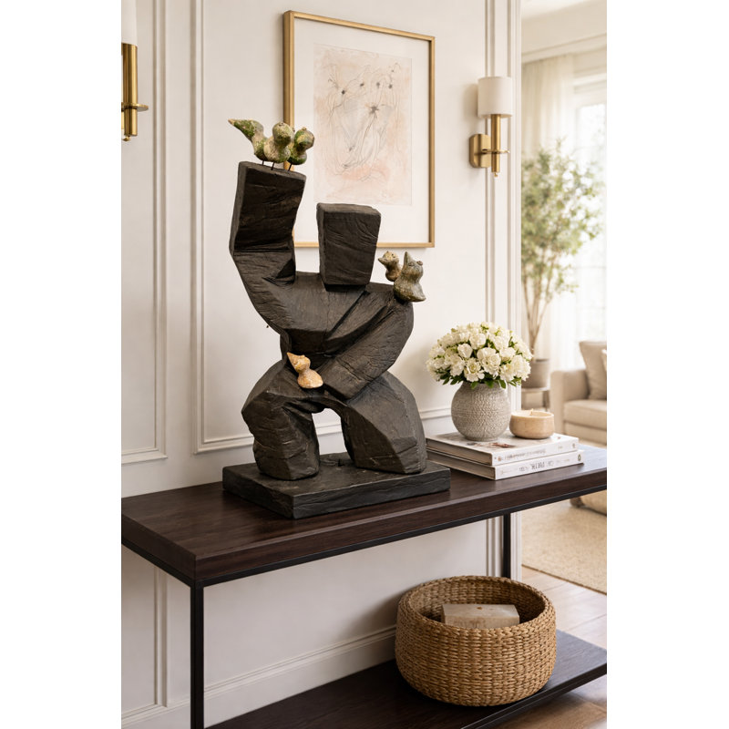 Sculpture abstraite avec oiseaux
